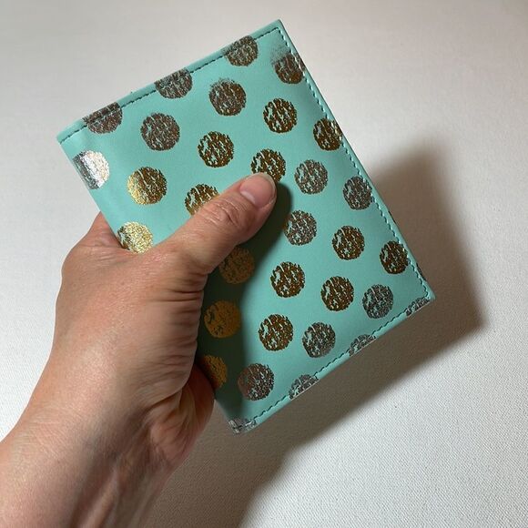 Mint metallic polka dot passport travel wallet - Picture 6 of 6